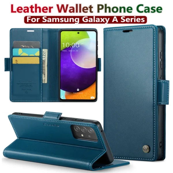 Luxury Leather Wallet Case for Samsung Galaxy A54 55 53 52 71 72 73 51 34 32 15 Series Mobile Phone Case Card Slots Flip Cover