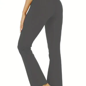 Women's Flared Pants with Pockets, Flared Leg Yoga Pants High Waist Fitness Casual Tummy Tuck Pants