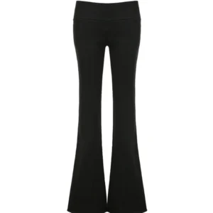 Gray Slim Low Waist Casual Sweatpants For Women Black Solid Simple Basic Flared Pants Sports Jogging Trousers