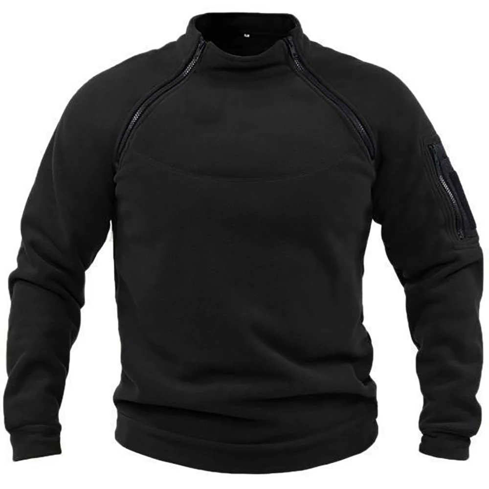 Men's Tactical Outdoor Fleece Jacket Clothes Warm Zippers Pullover Men Windproof Coat Thermal Hiking Sweatshirt - Image 5