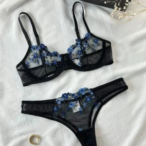 Erotic Embroidery Lace Babydoll Sensual Lingerie Lace 2024 Bra Set For Women Underwear Intimate Sexi Costumes Bra And Panty Set