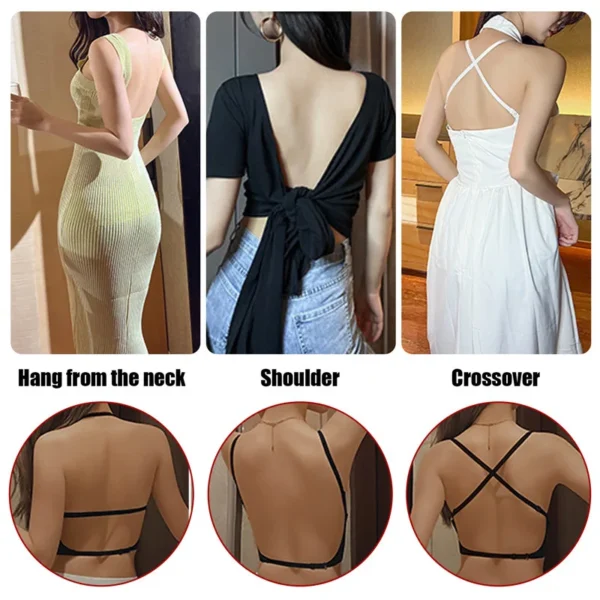 Women Invisible Bra Deep U Plunge Bras Backless Top for Dresses Sexy Lingerie with Transparent Strap Push Up Strapless Underwea - Image 5