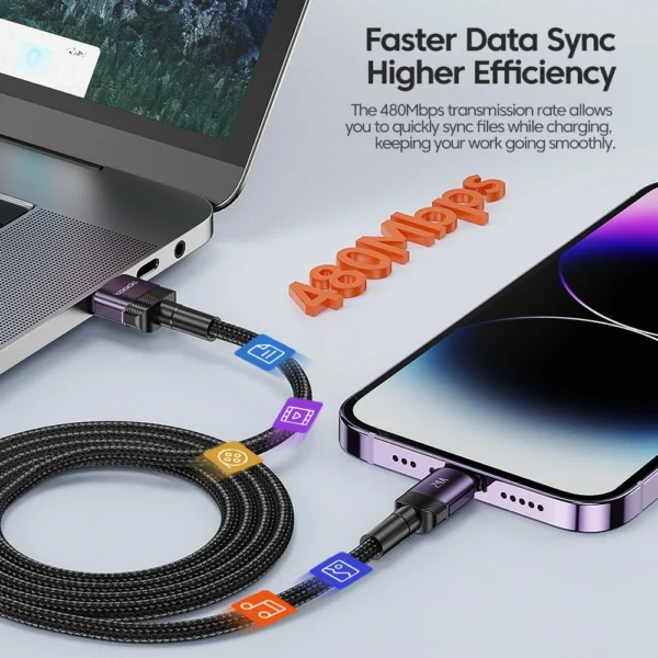 Toocki USB Cable For iPhone 14 13 12 Pro Max X XS XR 8 7 Plus iPad Fast Charging Charger Aluminum iP Cable For iPhone Data Cord - Image 4