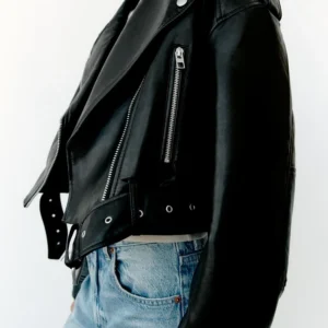 Ailegogo Spring Autumn Women Faux Pu Leather Short Jacket with Belt Motorcycle Biker Female Zipper Lapel Loose Coat Outwear