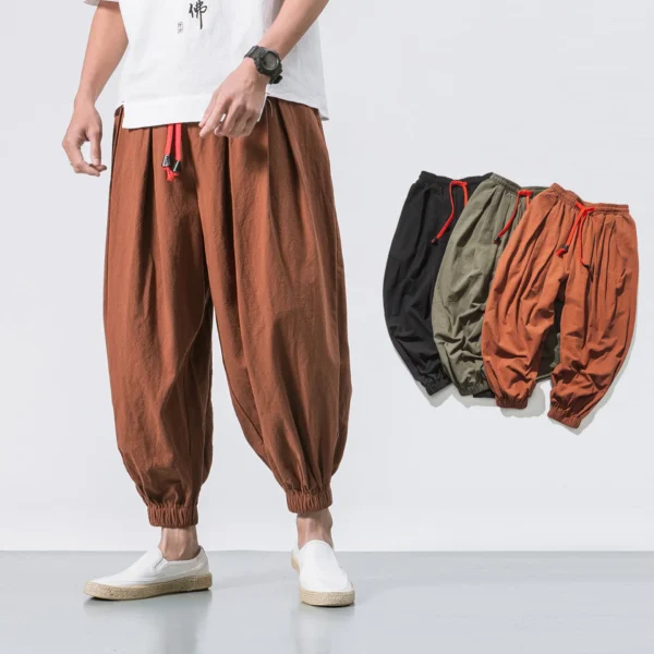 FGKKS Spring Men Loose Harem Pants Chinese Linen Overweight Sweatpants High Quality Casual Brand Oversize Trousers Male - Image 2