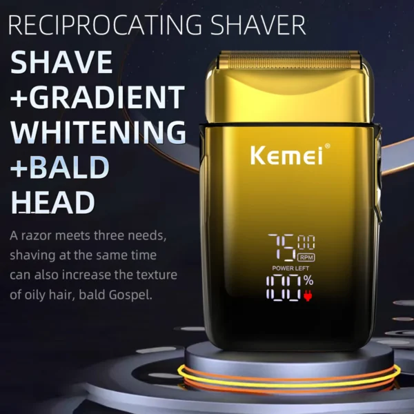 Kemei 7500 RPM Electric Shaver Professional Hair Beard Razor Rechargeable Beard Trimmer Shaving Cutting Machine for Men KM-TX10 - Image 2