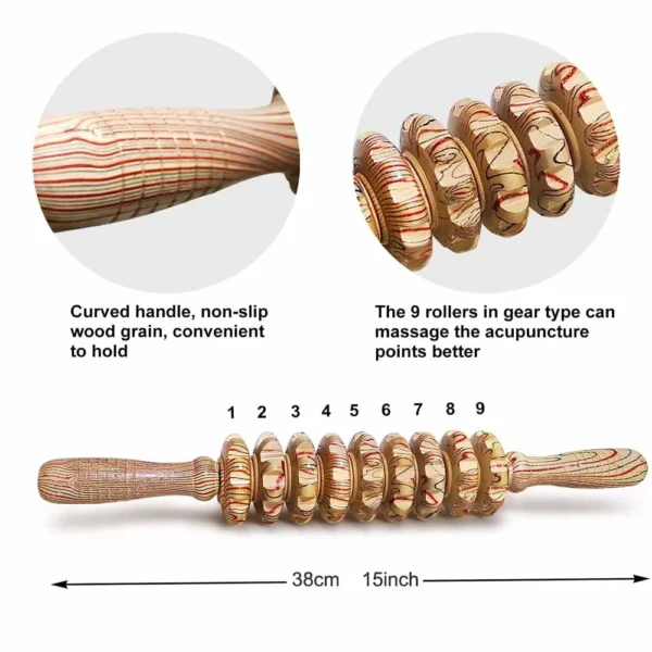 Wooden Therapy Massager Roller Trigger Point Massager Stick for Fascia Cellulite Muscle & Abdomen Body, Muscle Belly Relief Tool - Image 5