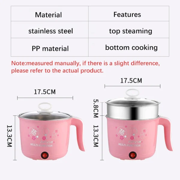 Electric Cooker Home Multifunction Hot Pot 1-2 People Heating Pan Cooking Pot Machine Mini Rice Cooker Kitchen Appliances - Image 5