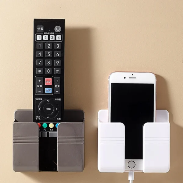 1-4pcs Wall Mounted Storage Box Multifunction Punch Free Organizer TV Remote Control DIY Mobile Phone Plug Charging Holder Stand - Image 5