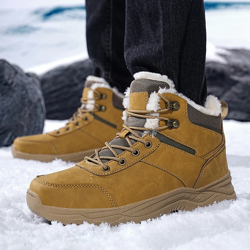 Men's Winter Snow Boots Waterproof Leather Sports Super Warm Men's Boots Outdoor Men's Hiking Boots Work Travel Shoes Size 39-48 - Image 5