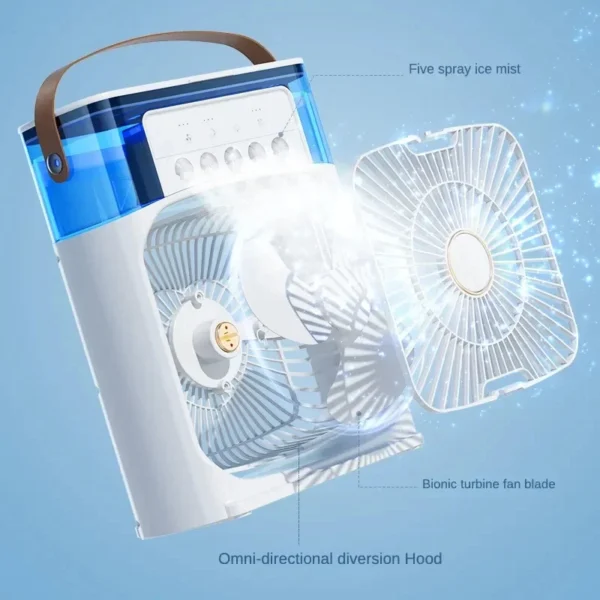 3 In 1 Fan AIr Conditioner Household Small Air Cooler LED Night Light Portable Humidifier Air Adjustment Fan Office Home Fan New - Image 4