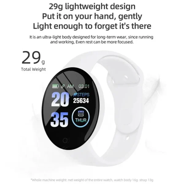D18 Smart Watch Heart Rate Monitor Men's Women's Smartwatch Round Fitness Digital Watches for Men Women Band Bracelet PK D20 B41 - Image 4