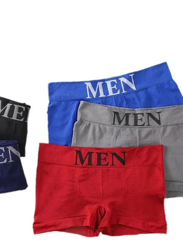 5 PCs Men's High Elastic Plain Color Comfortable Boxer Briefs Panties Breathable Pantyhose - Image 2