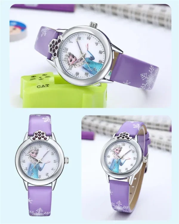 Disney Frozen Princess Kids Watches Leather Strap Cute Children's Cartoon Wristwatches Gifts for Festivals Kids Girl watches - Image 4