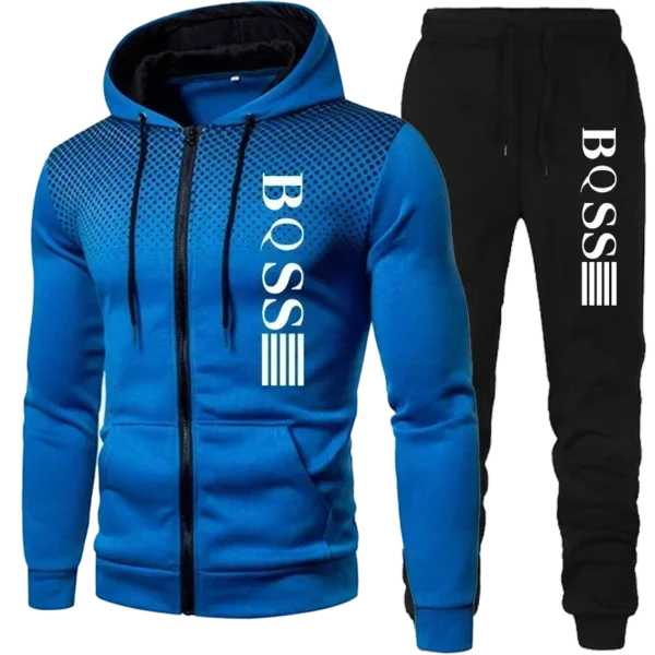 2024 New Men's Clothing Sweatshirt Suit Fall Winter Zipper Suit Hooded Sweater Pants Men's Tracksuit Cardigan Two Piece Set - Image 3