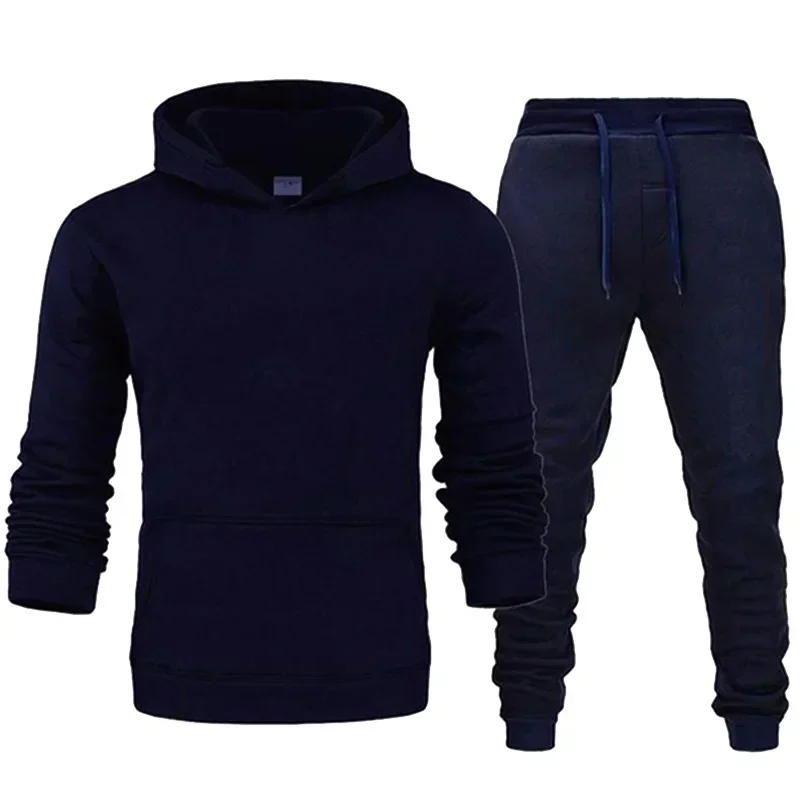 Basic Men/Women 2Pcs/Sets Sweatshirt Hoodies Pants 2024 Male Gyms Fitness Tops Joggers Sportswear Tracksuits - Image 2
