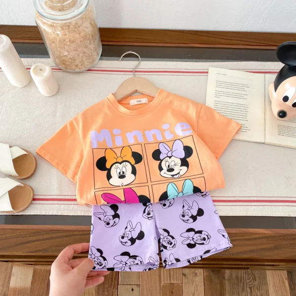 Trendy Brand Baby Girl T-shirt Shorts Set Summer Clothing Children's Wear Short Sleeve Suit Kids Disney Cartoon Cute Tracksuits - Image 3