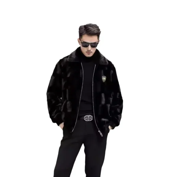 2024 New Men's Overcoat Jacket Faux Fur Jacket Haining Leather Loose Fit Winter Style Coat Ruffed Fur