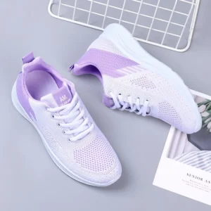 Spring New Women&#039;s Flying Weave Mesh Sport Casual Lightweight Soft Sole Running Shoes