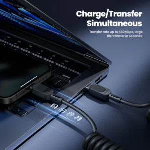 Toocki 100W 6A Spring Fast Charging Cable USB Type C Fast Charging Data Cord PD27W C-L/A-L Car Charger Cable For Iphone 16