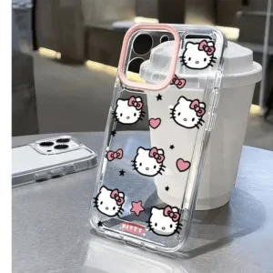 Sanrio Hello Kitty Love Face Pink Bow Phone Case For IPhone 16 15 14 12 13 11 Pro Max XR XS MAX 7 8 PLUS Y2K Girl Kawaii Cover