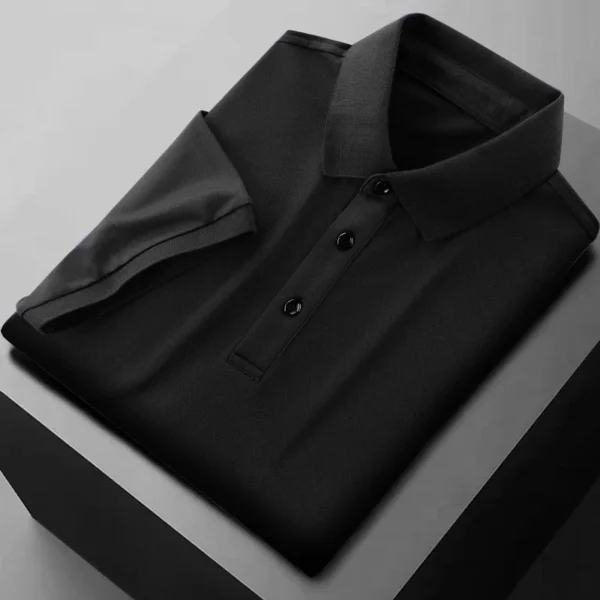 Summer Ice Silk Polo Shirt High-End T-Shirt Solid Color New Half Sleeve Non-Marking Casual Lapels Business Thin Menswear - Image 5