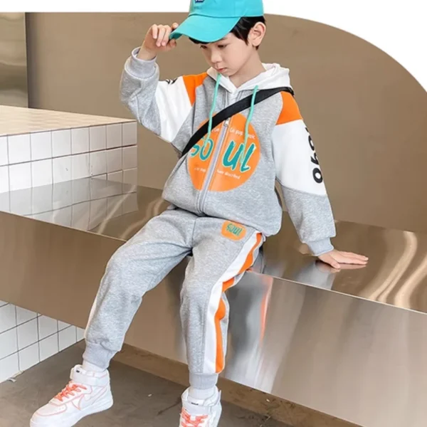 Autumn Children Boy Clothes Set Kid Letter Printed Zip Baseball Jacket Coat and Pants 2pcs Suit Teenage Long Sleeve Tracksuits - Image 5