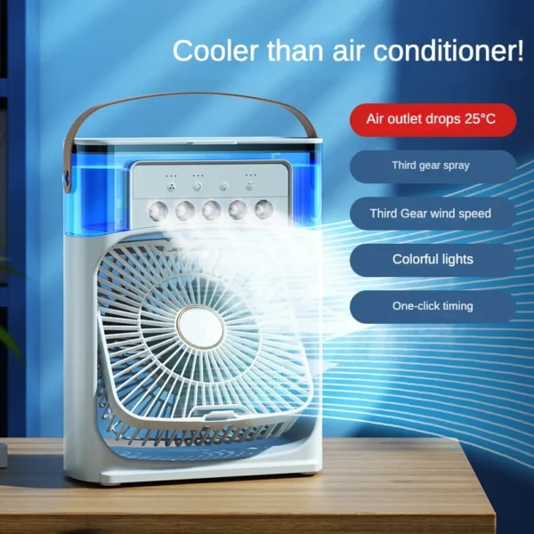 Portable Humidifier Fan AIr Conditioner Household Small Air Cooler Hydrocooling Portable Air Adjustment For Office 3 Speed Fan - Image 2