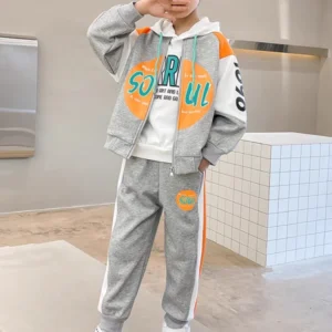Autumn Children Boy Clothes Set Kid Letter Printed Zip Baseball Jacket Coat and Pants 2pcs Suit Teenage Long Sleeve Tracksuits
