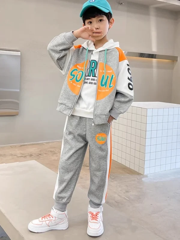 Autumn Children Boy Clothes Set Kid Letter Printed Zip Baseball Jacket Coat and Pants 2pcs Suit Teenage Long Sleeve Tracksuits - Image 4