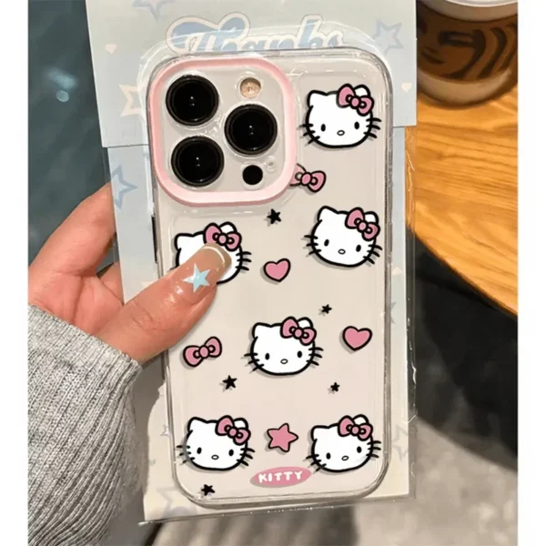 Sanrio Hello Kitty Love Face Pink Bow Phone Case For IPhone 16 15 14 12 13 11 Pro Max XR XS MAX 7 8 PLUS Y2K Girl Kawaii Cover - Image 3