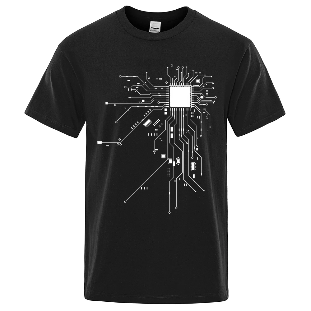 CPU Processor Circuit Diagram T Shirt Men Summer Cotton T-shirt Men's Funny Tops Fashion Tees Homme Brand Unisex Clothes C99 - Image 2