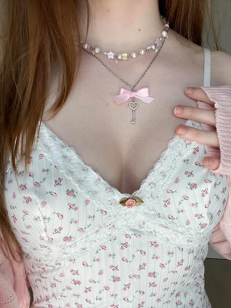 IAMSURE Sweet Floral Lace Trim Bodysuits Sexy Slim Cute Deep V-Neck Sleeveless Rompers Women 2023 Summer Fashion Underwear Lady - Image 2