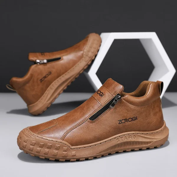 Men Leather Sport Shoes Leather Running Shoes Outdoor Waterproof Sneakers Men Lightweight Athletic Sneakers for Men - Image 3