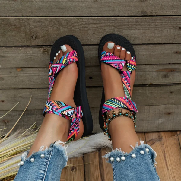2023 Summer Flat Women's Shoes Hemp Rope Set Foot Beach Sandals Outdoor All-match Casual Slippers Large Size Women Sandals - Image 3