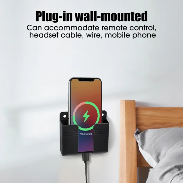 1-4pcs Wall Mounted Storage Box Multifunction Punch Free Organizer TV Remote Control DIY Mobile Phone Plug Charging Holder Stand - Image 3