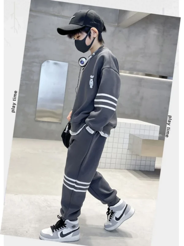 Autumn Children Boy Clothes Set Stripe Sweatshirts and Pants 2PCS Suit Teenage Girls Pullover Top Bottom Outfits Tracksuits - Image 3