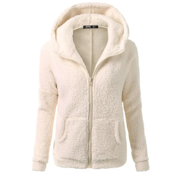 Over Size Women'S Fashion Solid Color Sweatshirt Loose Hooded Plush Zip Up Jacket Top New Fashion Simple Versatile Women 2024