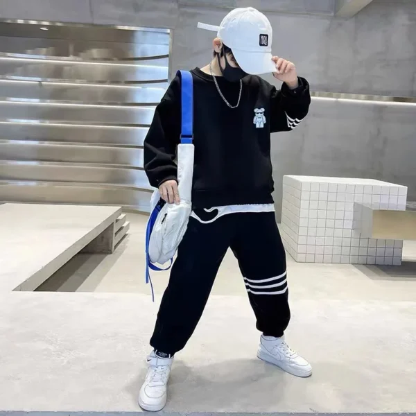 Autumn Children Boy Clothes Set Stripe Sweatshirts and Pants 2PCS Suit Teenage Girls Pullover Top Bottom Outfits Tracksuits - Image 4
