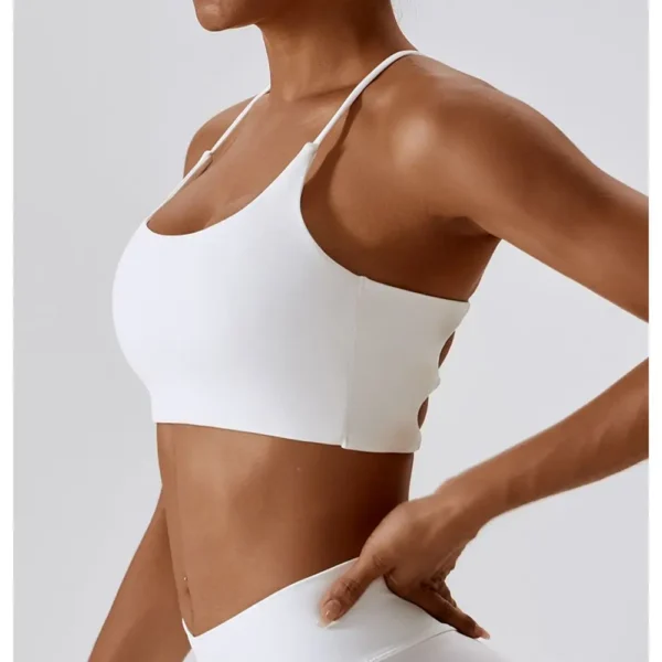Solid Color U-Shaped Multi-Strap Cross Back Women Fitness Sports Bra Top Gym Yoga Athletic Tight Workout Jog Soft With Chest Pad - Image 3