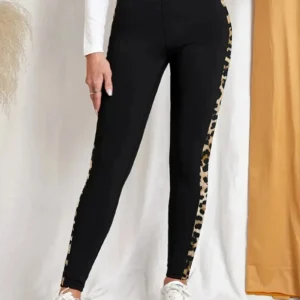 Women's Leopard Print Slim Fit Leggings Are Suitable For Outdoor Sports Elastic Pants Clothing Comfortable And Highly Elastic
