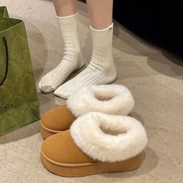 2024 New Warm Boots Women Winter Flats Shoes Short Plush Fur Ankle Snow Boots Casual Shoes Sport Suede Motorcycle Botas - Image 2