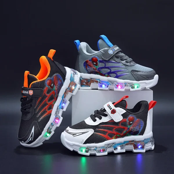 Disney Children's Sneakers Spiderman Boys Girls Casual Shoes Summer Mesh Breathable Student Shoes Kids Anti-slip Casual Shoes