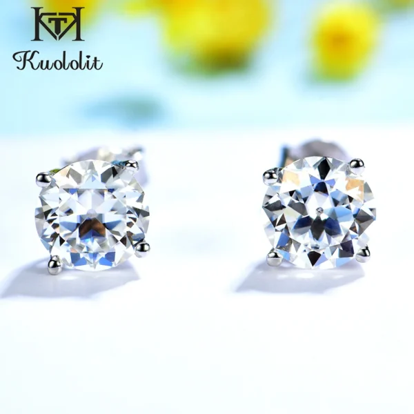 Kuololit 2.4CT OEC Moissanite Stud Earrings for Women Solid 925 Sterling Silver Brillant Cut D VVS Solitaire for Christmas Fine - Image 3