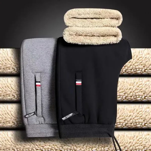 Winter Lambswool Warm Casual Pants Men's Fitness Jogging Sweatpants Male Solid Drawstring Bottoms Fleece Straight Trousers M-5Xl - Image 3