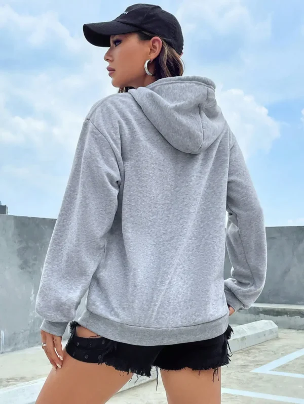 Solid Color Casual Hoodie For Female Pocket Creative Sweatshirts All-Match Street Clothes Womens Fleece Unisex Pullovers - Image 2