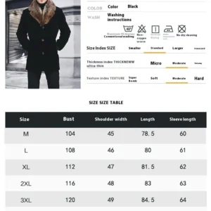 New Woolen Coat Men's Winter Single Breasted Thick Medium Long Woolen Windbreaker Woolen Collar Warm Coat Male Clothing