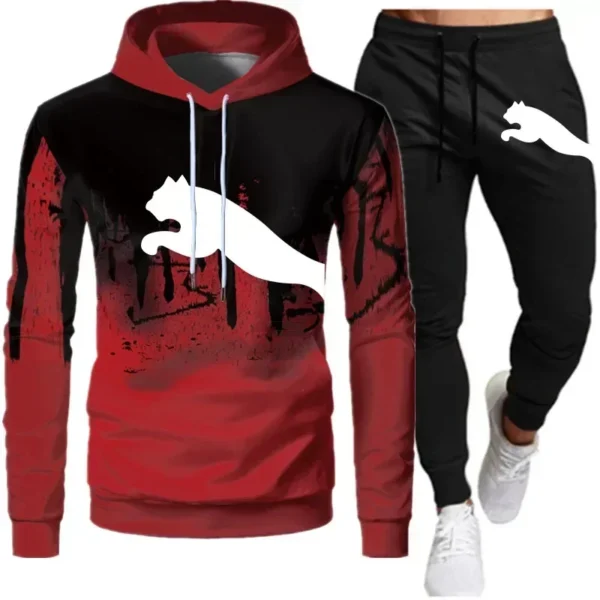 2024 men and women the same fashion casual trend sweater set outdoor sports printing pattern sweater two-piece set size S-3XL - Image 3
