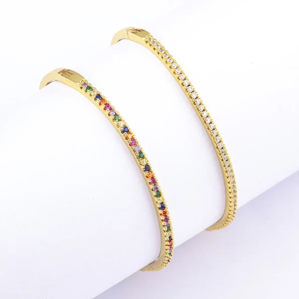 Nidin Top Quality Colorful White Color Cubic Zirconia Thin Bangles Bracelets for Women Wedding Elegant Jewelry Gifts Trendy - Image 6