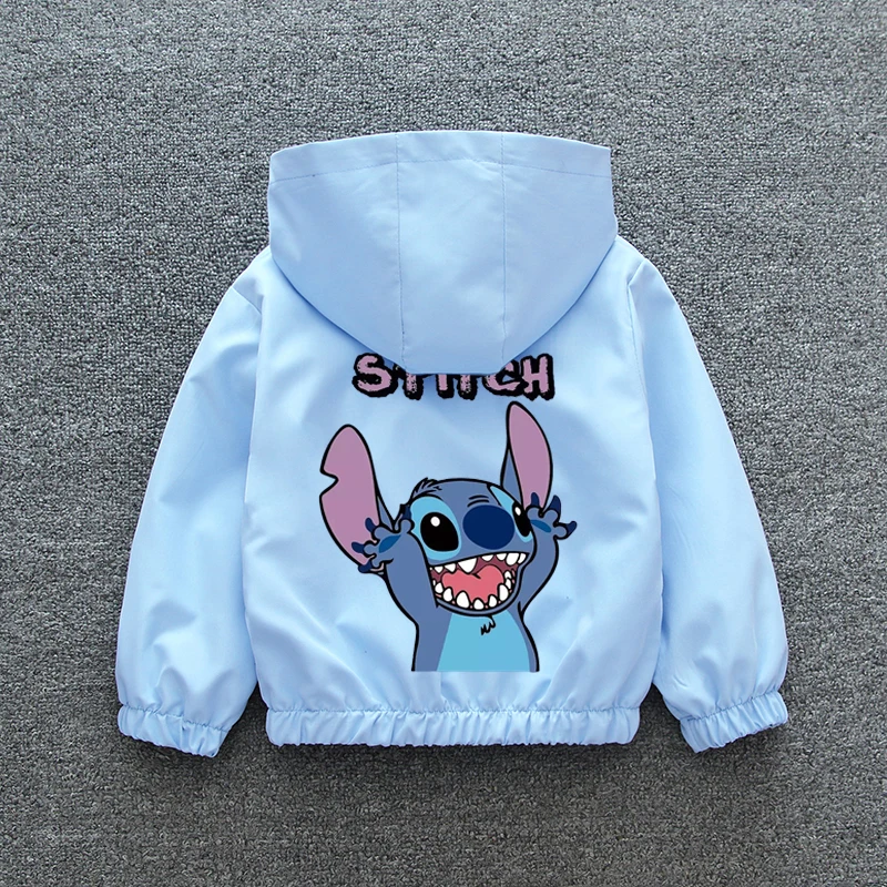 Lilo and Stitch Children Girls Hooded Jacket Coat 2024 Autumn Baby Boy Cartoon Zipper Long Sleeve Casual Clothing Kids Outerwear - Image 4